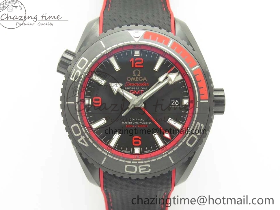 0209 Trendy Planet Ocean 45.5mm Deep Black red Real Ceramic VSF 1:1 Best Edition on Black Nylon Strap A8906 Super Clone 7986